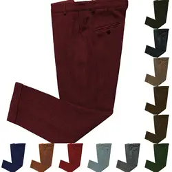 Men's Tweed Pants Business Slim Fit Pants Adjustable Warmth S-XXXL