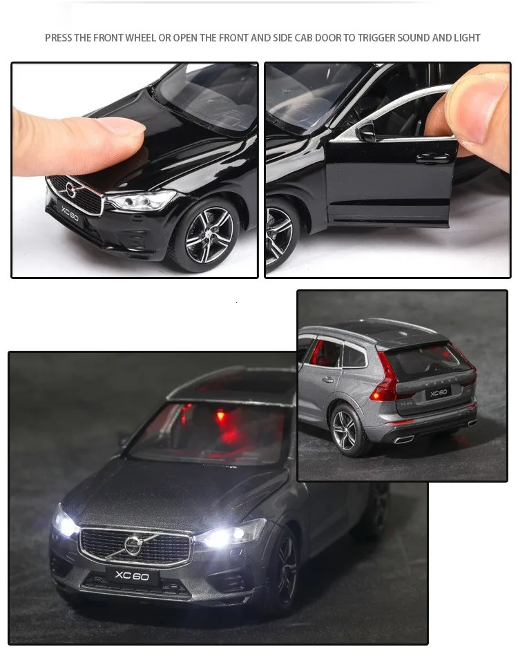 1/32 XC60 литые под давлением Легкосплавные Автомобили модель внедорожника Моделирование игрушки металлический корпус внедорожник с музыкальным звуком светильник для мальчика на день рождения