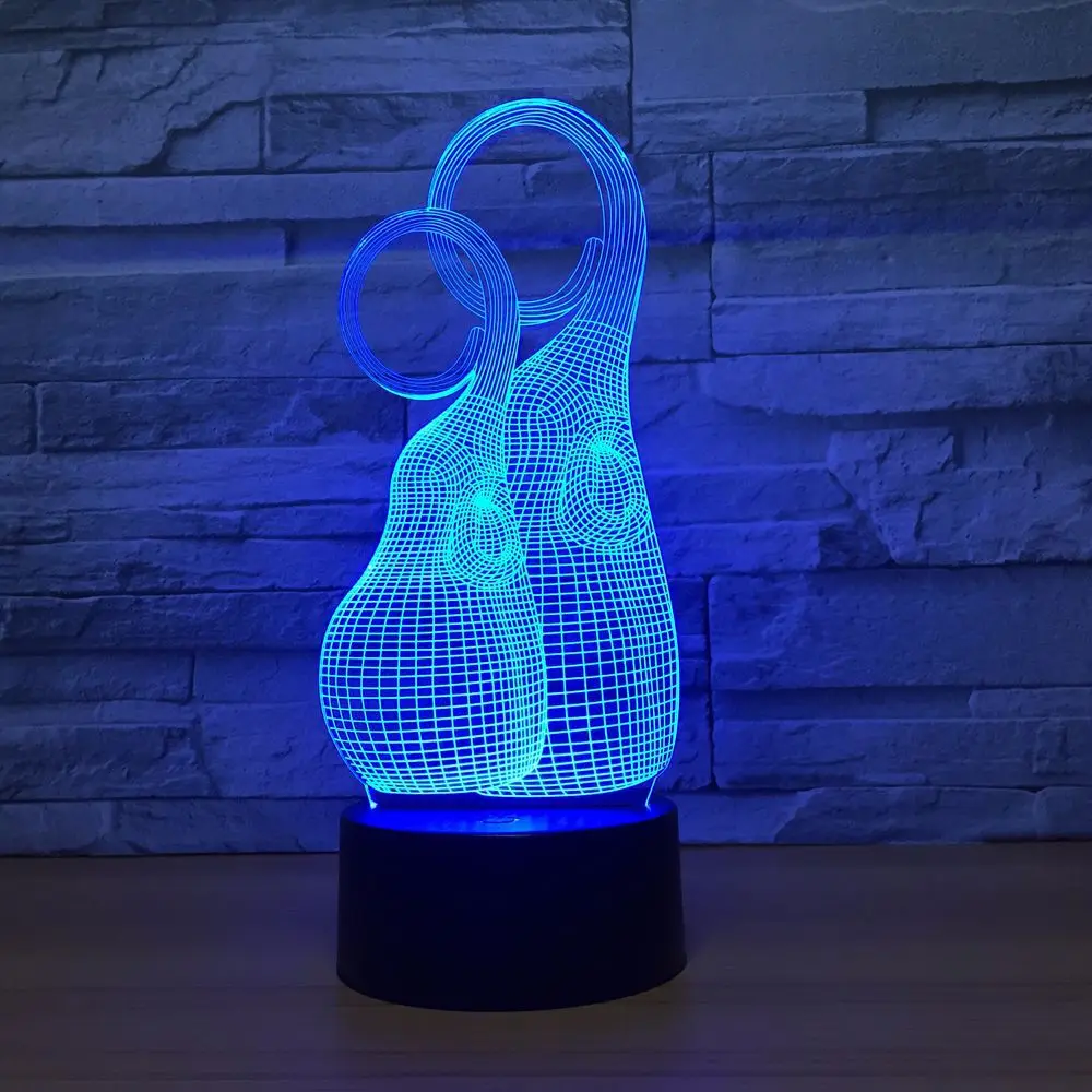 Lucky Elephant форма графика ночник акрил 3D лампа USB креативная Иллюзия атмосфера Новинка ночные светильники Настольная лампа