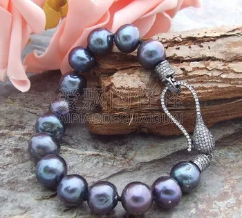 

B070711 8'' 12-13MM 20'' Black Keshi Pearl Bracelet