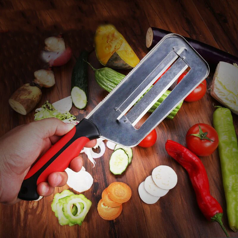 Cuchillo rebanador de verduras, cuchillo doble de 2 rebanadas