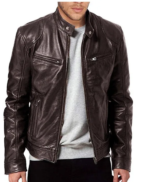 all saints leather jacket mens 2021 Winter Leather Jacket Men Motorcycle Jacket Slim Fit PU Jacket Mens Street Biker Coat Pleated Design Zipper Plus Size 5XL lightweight leather jacket