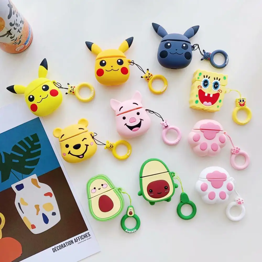 

Cat claw Pikachue bear Avocado Wireless Bluetooth Earphone Case For Apple AirPods 1&2 Silicone Headphones Cases Protective Cover