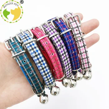 

Bonzerpet Cat Collar With Bell Pink Purple Color Adjustable Nylon Neck Strap 1.0cm for Cats Small Dogs Puppy