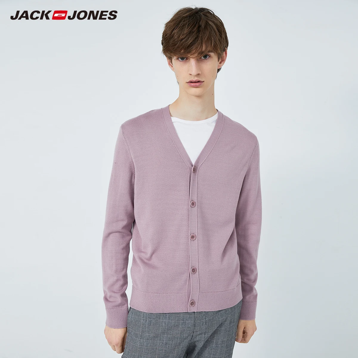 JackJones зимний мужской шерстяной кардиган с v-образным вырезом | 219424502 - Цвет: BERRY