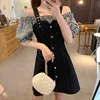 New style dress elegant dress women plus size word bubble sleeve dress female party dress fake two-piece lace skirt 2022spring ► Photo 2/6