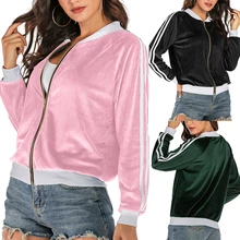 Куртки на молнии для женщин Мода пэтчворк короткий пиджак женский осеннее пальто тонкие бейсбольные топы фитнес бег толстовки