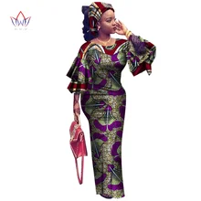 

2021 African Traditional Wear For Women Maxi Long-party-dress Dashiki Africa Style Riche Bazin Femme Plus Size Outfits WY2561