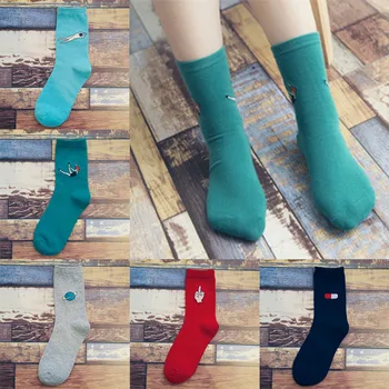 

Autumn Winter Women Harajuku Style Candy Color Cartoon Printing Cotton Socks