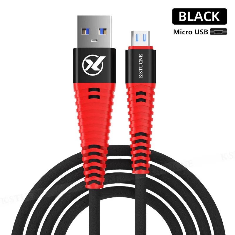 Кабель Micro USB для быстрой зарядки и передачи данных, Кабель Microusb для зарядки samsung S7 S6 Xiaomi Android, кабели для мобильных телефонов - Тип штекера: Black