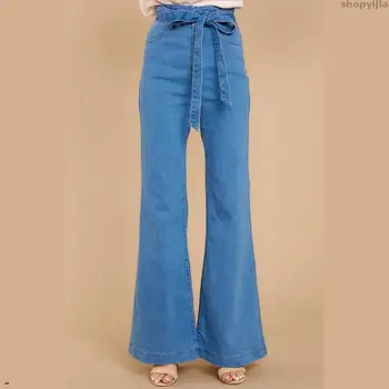 

Denim Skinny Jeans Woman Large Sizes Mom Jeans For Women Bell Bottom Female Black High Waist Ladies Boyfriend Flared Jeans