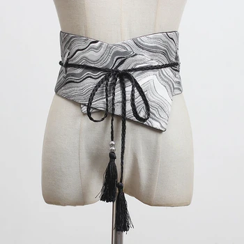 

SeeBeautiful Printed Simple Tassel Embroidered Waist Seal Belt Woman Summer Autumn 2020 New Tide Fashion All Match T140