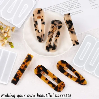 

34PCS Silicone Resin Mold DIY Hair Pin Jewelry Casting Mold for Hair Pin Pendant