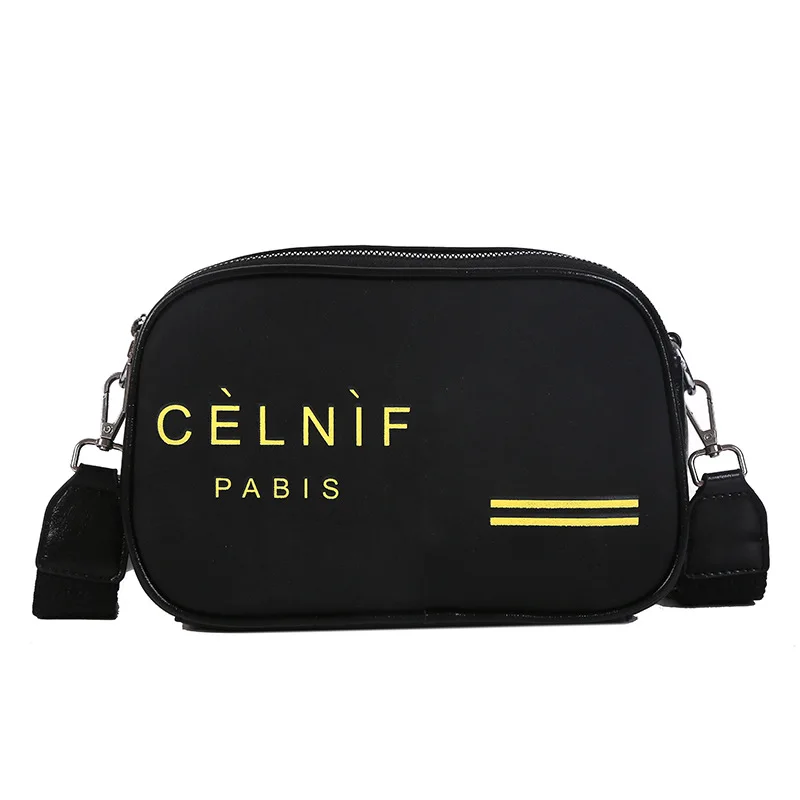

Korean-style Fashion 2019 WOMEN'S Bag Bag Autumn And Winter New Style One-Shoulder Oblique Bag Lettered Contrast Color Wide-Stra