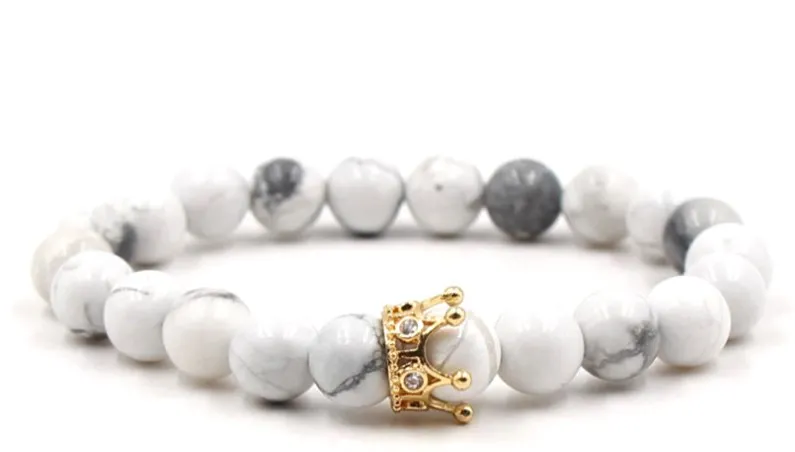 8 мм rfdf2 Эластичный регулируемый натуральный белый Howlite микро pave cz Циркон