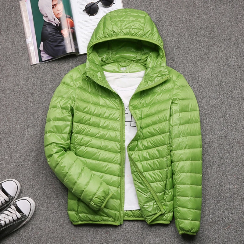 Men Winter Duck Down Hooded Fluffy Jacket Portable Windproof Parkas 5xl 6XL