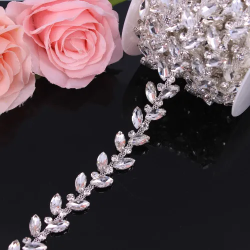 Trimming Applique 22 1 ярд, розовое золото, стразы, отделка, цепочка для свадебного платья, декоративная цепочка с кристаллами - Цвет: Trimming Applique 22