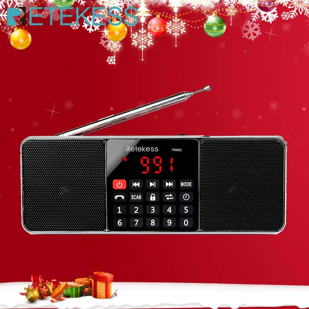 

RETEKESS TR602 Bluetooth Radio AM FM Stereo Portable Radio Receiver With Wireless MP3 Player Speaker Support TF Card Sleep Timer