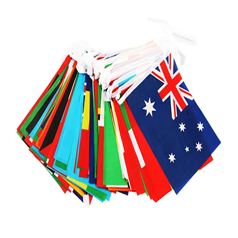 Zxz World Bunting Flag 14*21Cm 20*30Cm 100 200Pcs Football Soccer Bandiera Nazionale Paese World Banner Bunting 14*21Cm String Flag