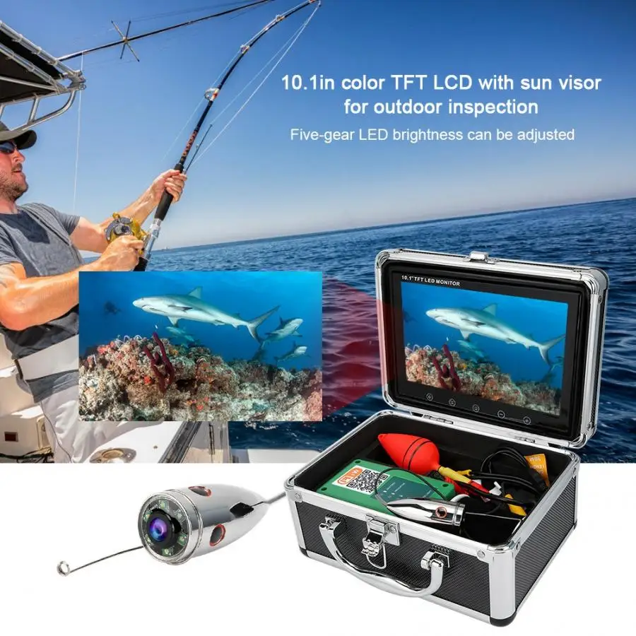 100-240V 10.1in 1000TVL HD, Wi-Fi, 164ft 6LED Широкий формат IP68 подводный Камера Водонепроницаемая подводная камера