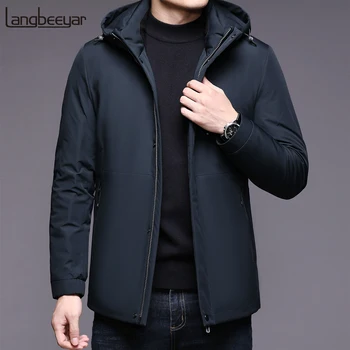 

Winter Warm Men Jacket Coat Casual Autumn Stand Collar Puffer Thick Hat White Duck Parka Male Men's Winter Down Jacket With Hood