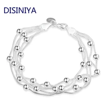 DISINIYA Горячая новинка 925 Стандартный посеребренный светильник браслет из бисера Простой Сферический серебряный браслет с пуговицами Омаров свадебное платье