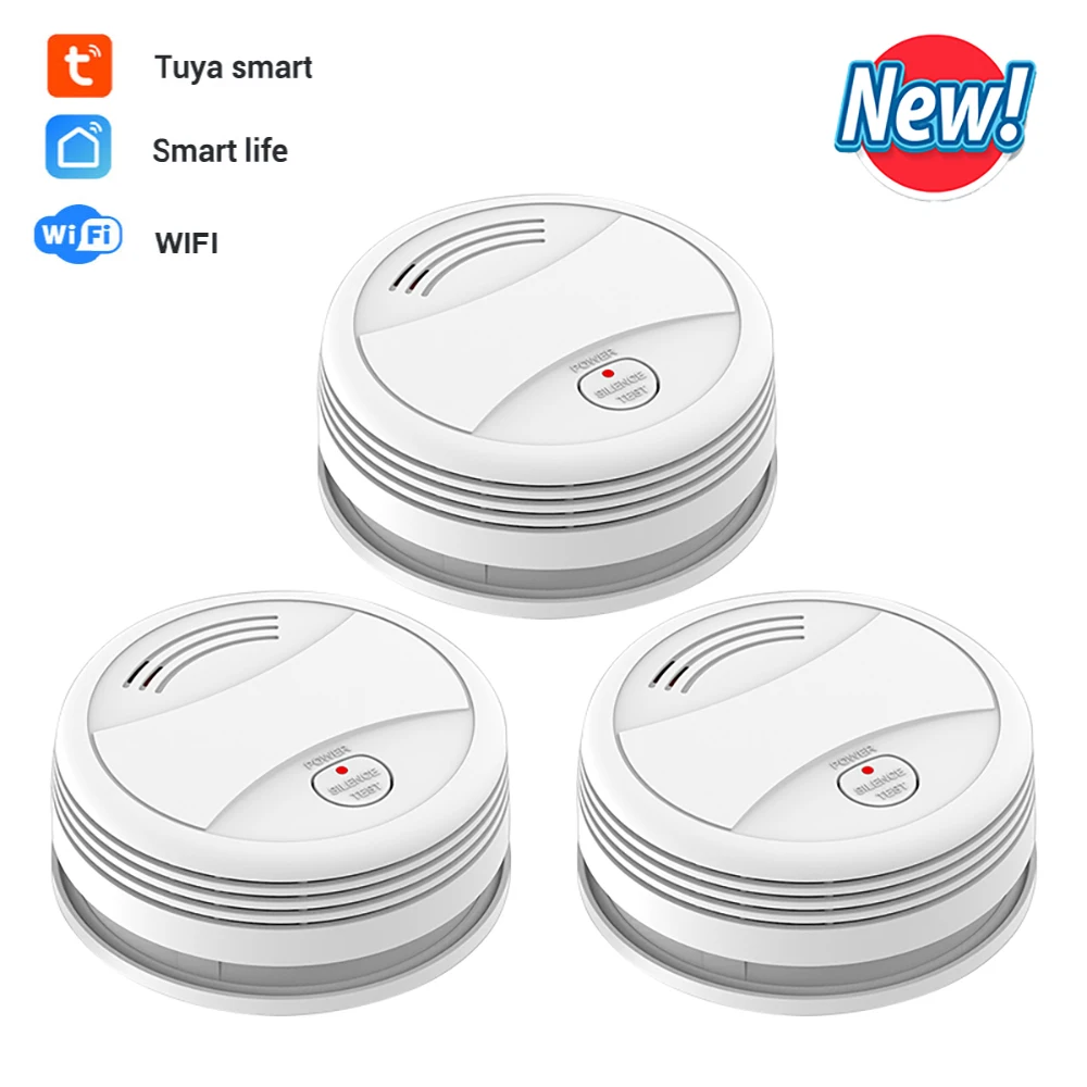CPVan 3pcs/Lot Smoke Detector Wifi Smoke Alarm Tuya Smartlife APP Android IOS Control Fire Protection Portable Alarm Detector