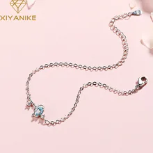 XIYANIKE 925 пробы Серебряный творческий круг синяя планета подвеска браслет для женщин простой геометрический ювелирные изделия ручной работы