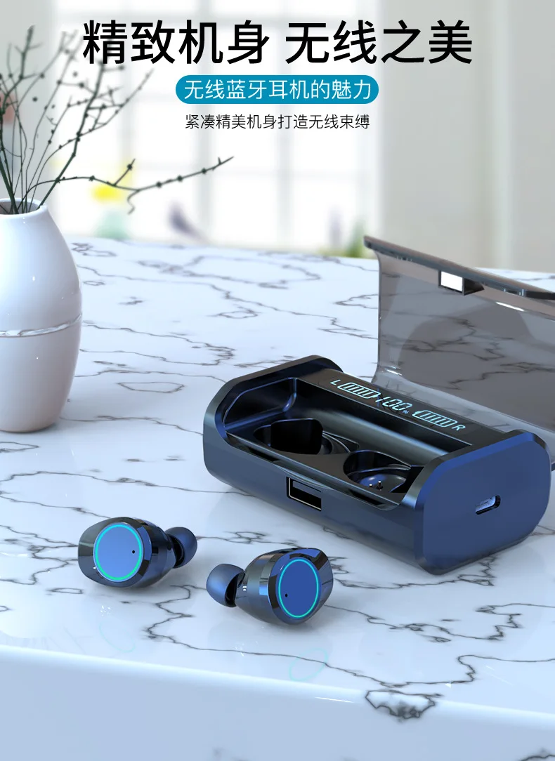 Bluetooth гарнитура 5,0, беспроводная мини спортивная Гарнитура, наушники с шумоподавлением и водонепроницаемостью, наушники с цифровым дисплеем, беспроводные наушники