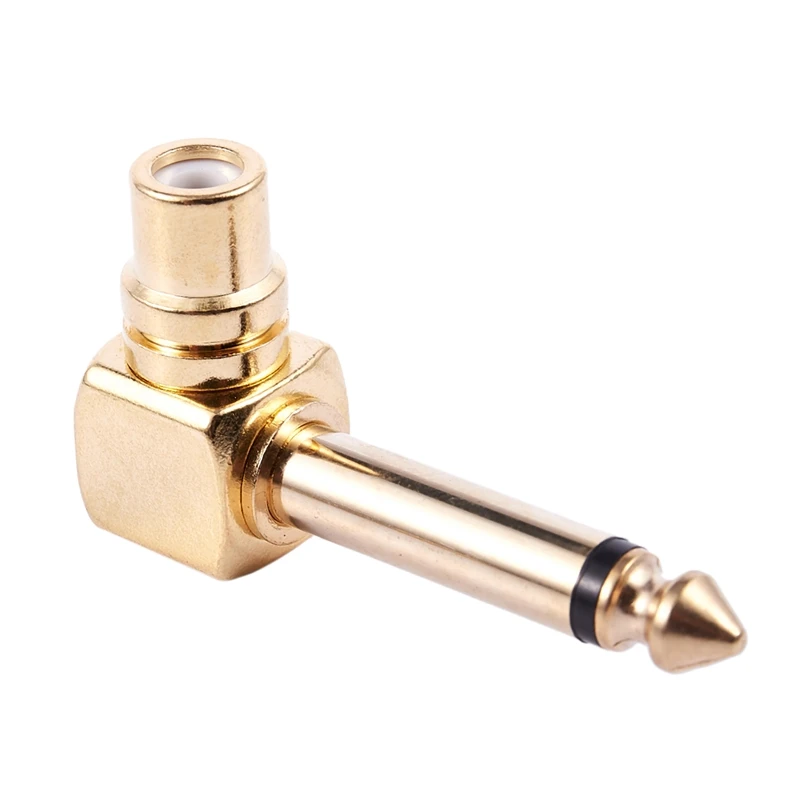 2-PACK RCA Женский Джек 1/4 дюйма моно-штекер прямоугольный аудио адаптер, золото