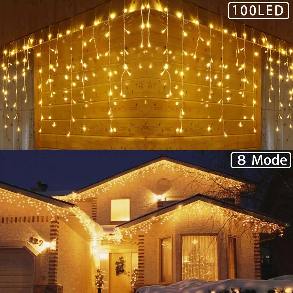 

300 LED Icicle String Fairy Lights, Window Curtain Icicle String Light for Wedding Party Home Garden Bedroom Outdoor Indoor Wall
