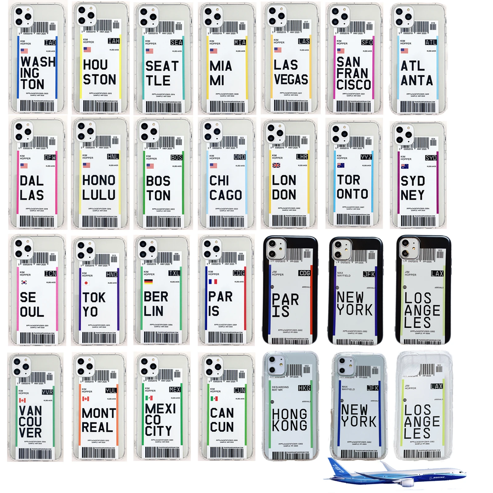 

Luxury Air Tickets Phone Case Soft TPU for iPhone 11 Pro Max 7 8 Plus X XS XR XSMax plane ticket cover
