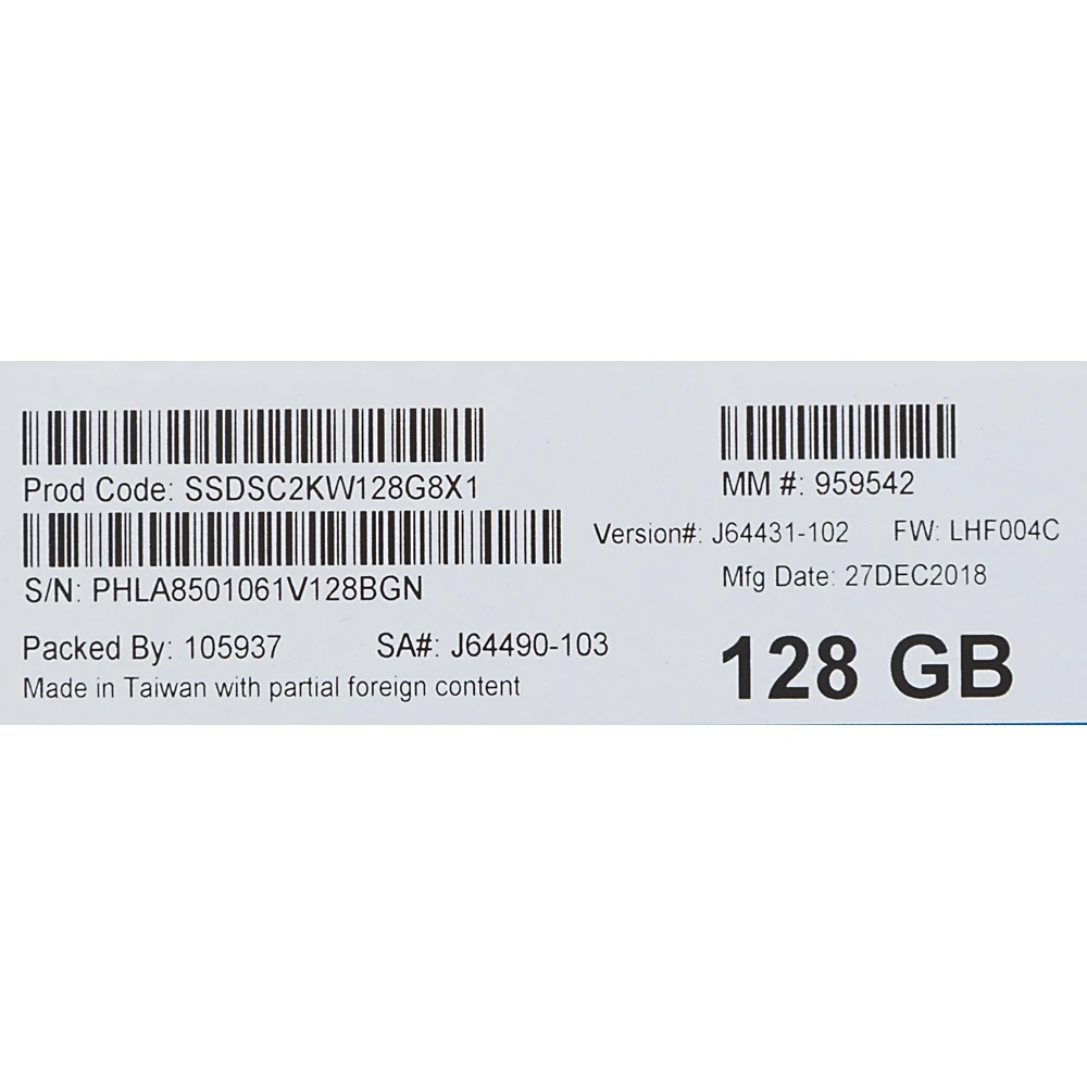 Накопитель SSD Intel Original SATA III 128Gb SSDSC2KW128G8X1 545s Series 2.5"