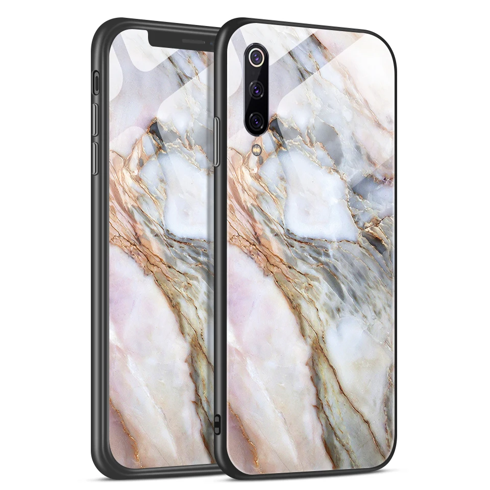 W222 Для Xiao mi 9/9 SE Модный чехол из закаленного стекла ТПУ для задней защиты Xiaomi mi 9se Роскошные противоударные мягкие чехлы для телефонов - Цвет: W222