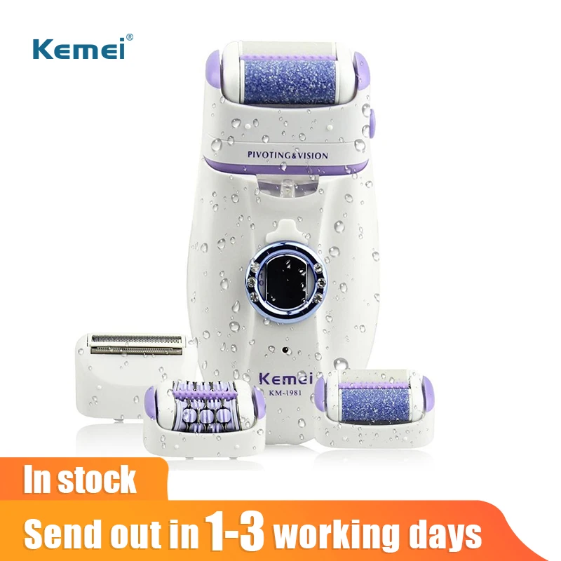 Женский Электрический эпилятор Kemei 3 в 1 Женская электронная пилка для ног машинка