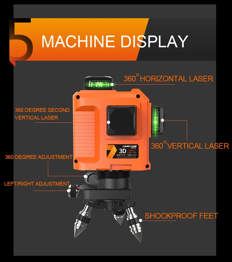 LOMVUM, 12 линий, 3D лазерный уровень, самонивелирующийся, 360, горизонтальный, с базовой линией, выравнивающий, зеленый, красный, линейный, для улицы, лазерный уровень