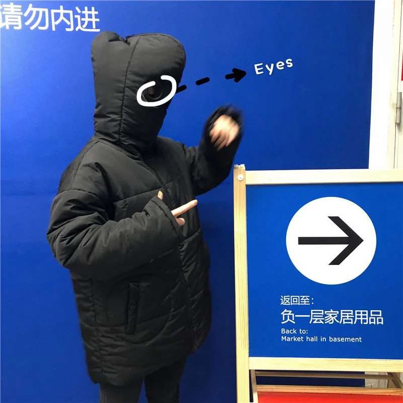 

Douyin Celebrity Style Cotton Coat Funny Bread New Style Clothes Women's 2018 down Feather White Zipper Adult Coat Fashion