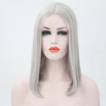 14 дюймов длинные прямые парики из искусственных волос белый Косплэй парики для Для женщин термостойкие