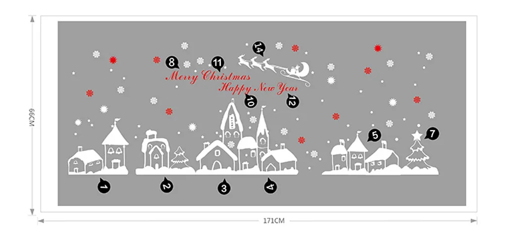 Рождество магазин окна украшения наклейки на стену, окна новогодние снежинки обои с изображением города вечерние украшения для дома - Цвет: As show