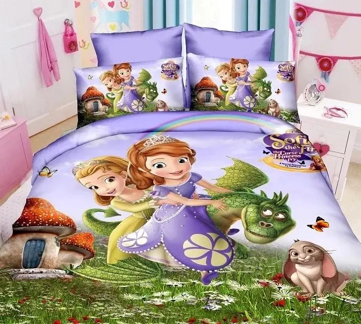Bedding 14 Эльзы из мультфильма Холодное сердце комплекты постельного белья одинарного, двойного размера розовый диснеевской принцессы пододеяльник Гладиатор с ремешками детское постельное белье с объемным рисунком домашний текст - Цвет: Bedding 14