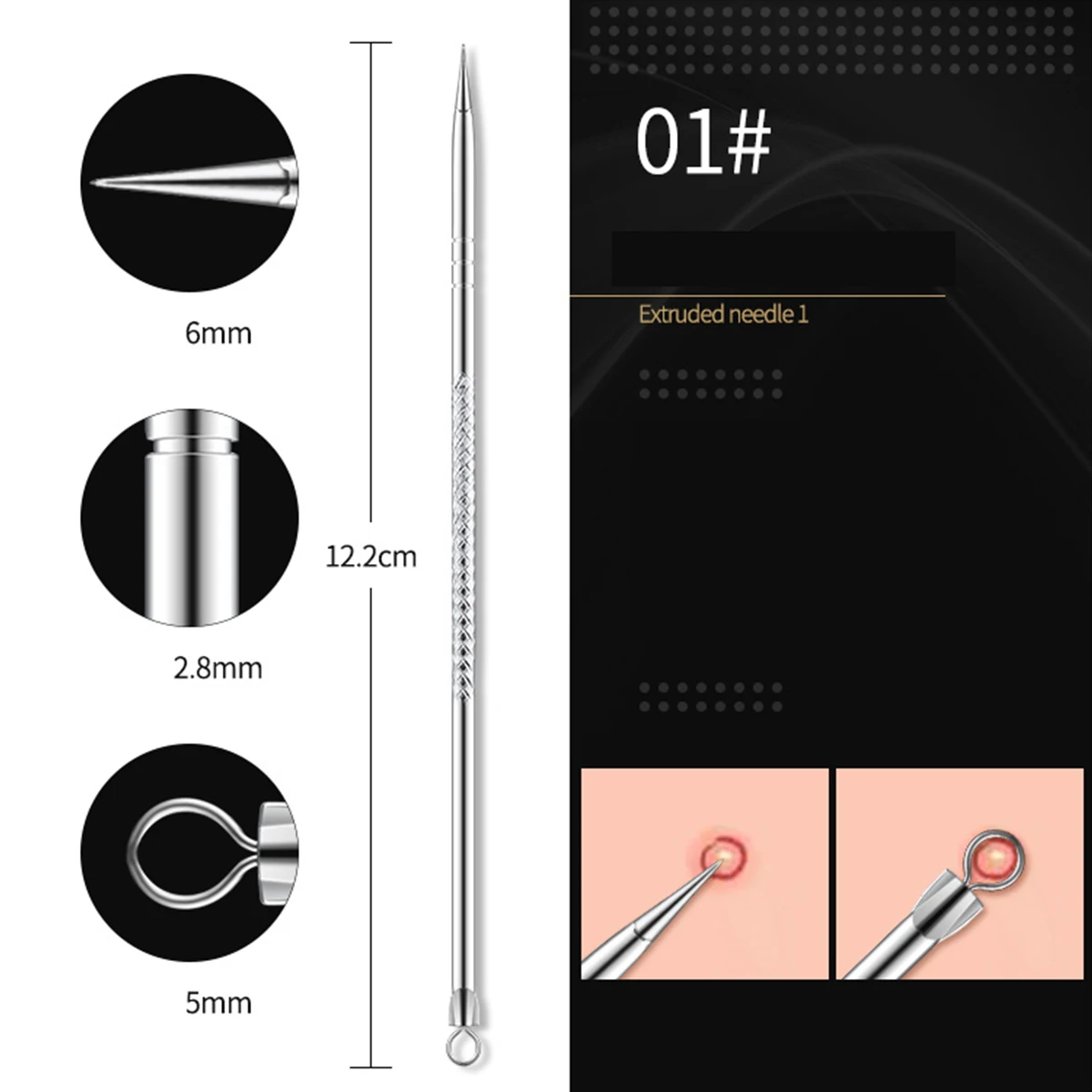4PCS Acne Blackhead Comedone Black Spot Pimple Blemish Remover Skin Care Women Beauty Acne Treatment Pore Cleanser Needle Hook 2