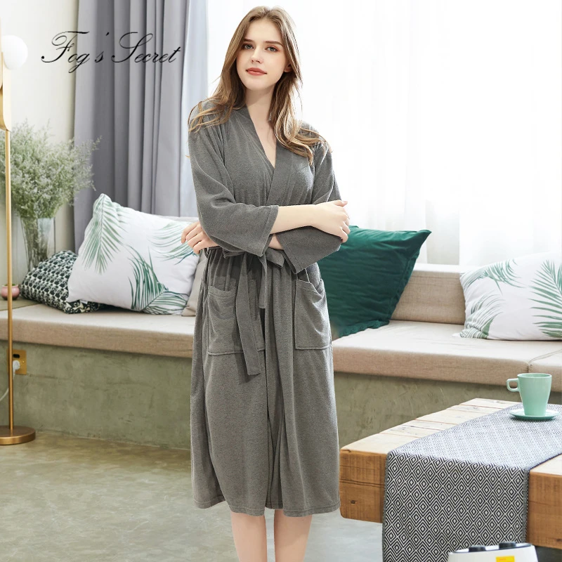 Female-gray-thin Халат женский мужской пижама ночнушка махровый теплый для пары, толстый фланелевый бархатный белый серый красный банный халат Ночная Пижама - Цвет: Female-gray-thin