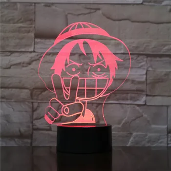 

3D Lamp Touch Sensor One Piece Q-version Monkey D Luffy Visual Light Effect Colorful with Remote Led Night Light Lamp for Room