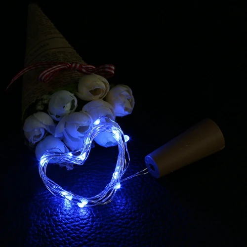 2 м 20LED светильники в форме винных бутылок в форме пробки Гирлянда DIY светящаяся гирлянда на батарейках для вечерние Хэллоуин Свадебные украшения 20 шт./лот - Испускаемый цвет: Blue