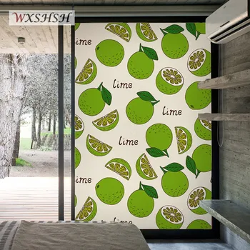 

Customized Size Glass Sticker Static Cling Fruits Lemon Orange Pattern Home Security Decorative Removable Tint-Film 40cmx100cm