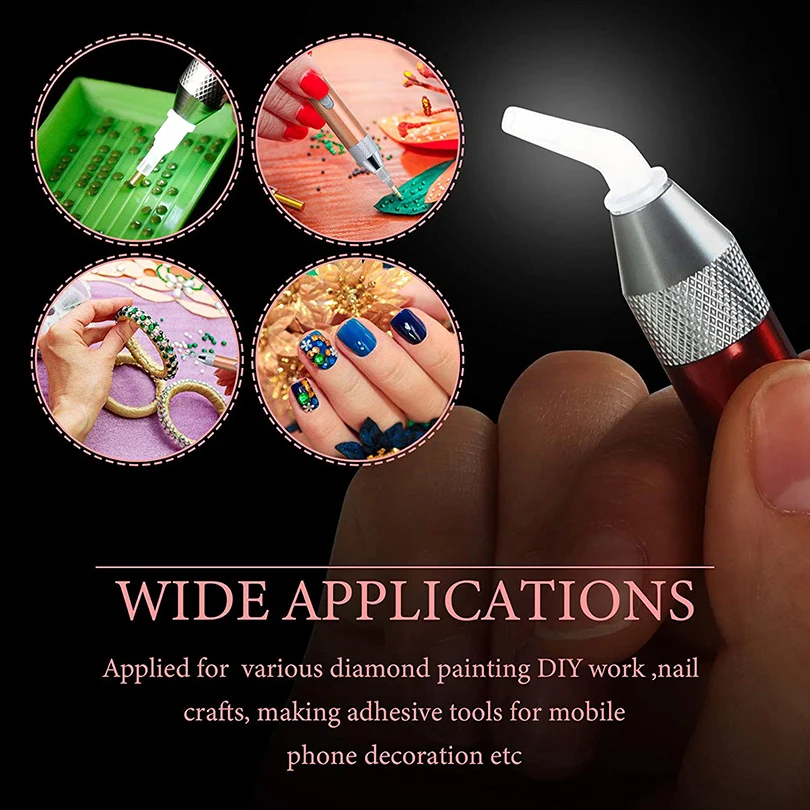 DIY Nails Painting Craft LED Lighting Point Drill Pen 5D Diamond Painting USB Rechargeable Embroidery Painting Accessories Suit