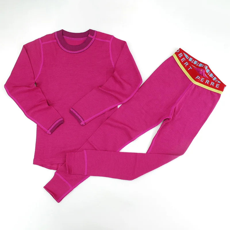 Regular 220GSM Зимнее детское термобелье из мериносовой шерсти; комплект из более плотного топа и штанов; одежда для маленьких мальчиков и девочек; подштанники - Цвет: Regular 220GSM