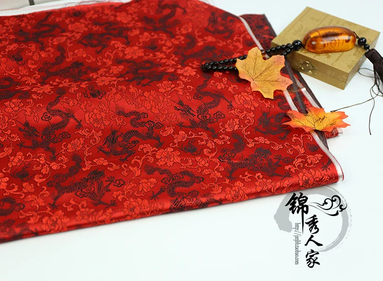 Черное китайское платье дракона дамасский костюм искусственный шелк окантовка отделка Diy из жаккардовой парчи монгольский халат обивочная ткань DIY Материал 75 см* 50 см