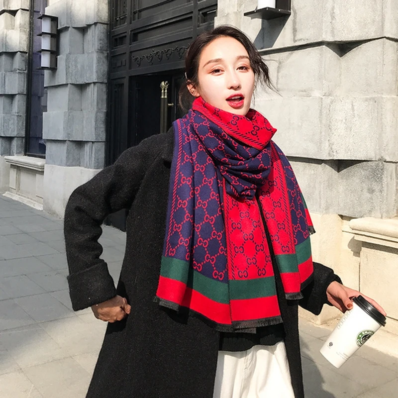 New autumn and winter fashion warm cashmere scarf Women imitation cashmere thickening soft warm long paragraph shawl Daily scarf