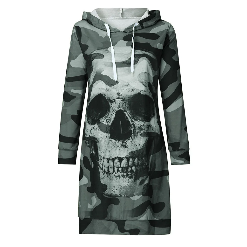 Camouflage Skull Long Sleeve Hoodie 13